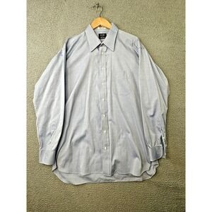 Gitman Bros Shirt Mens 17 34 XL Blue TTX Pinpoint 2x2 Oxford Dress Button Up USA